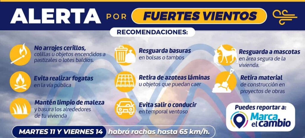 Toma precauciones por fuertes vientos que se prevén estos días en la capital