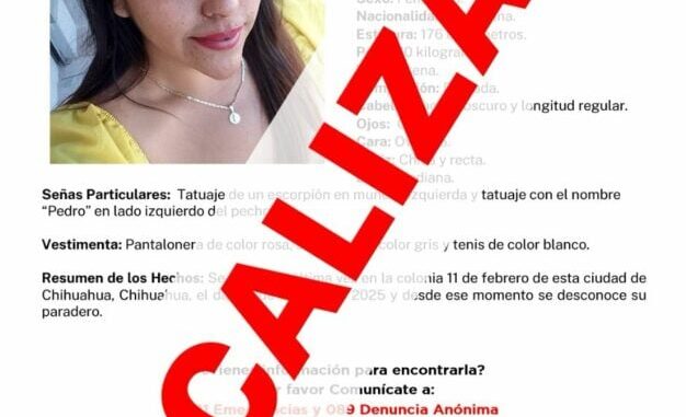Localiza FEM a mujer con reporte de ausencia en Chihuahua