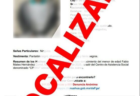 Localizan sano y salvo a menor de edad reportado desaparecido