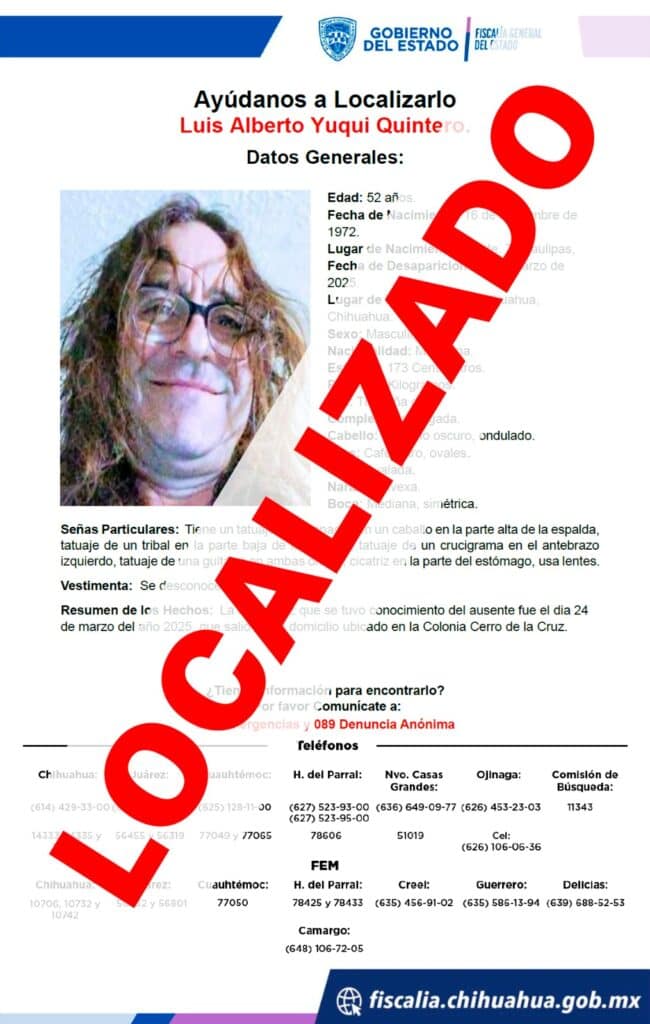 Localiza Fiscalía a hombre con reporte de desaparición