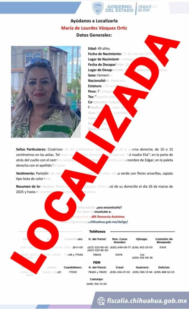 Localiza FGE Zona Sur a dos mujeres con reporte de ausencia en Allende