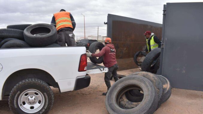 Retiran llantas en operativo de limpieza en la Talamás
