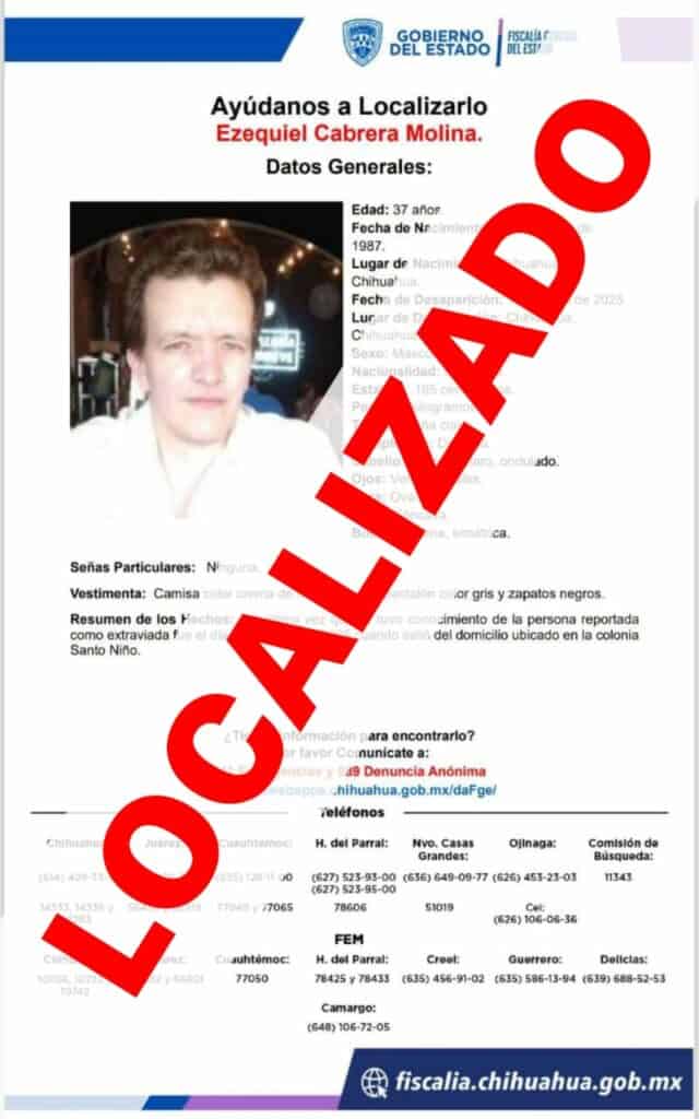 Localiza Fiscalía a hombre con reporte de desaparición