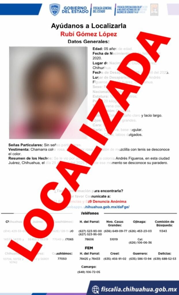 Localiza FEM sanos y salvos a dos menores de edad con reporte de ausencia en Cd. Juárez