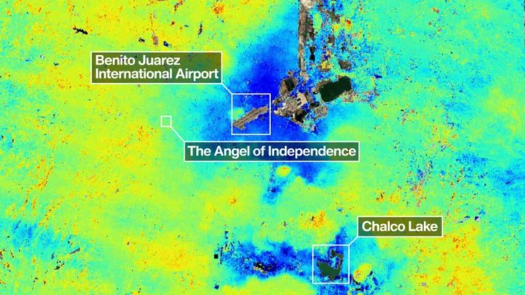 Nuevo satélite de la NASA revela en tiempo real el hundimiento de la Ciudad de México