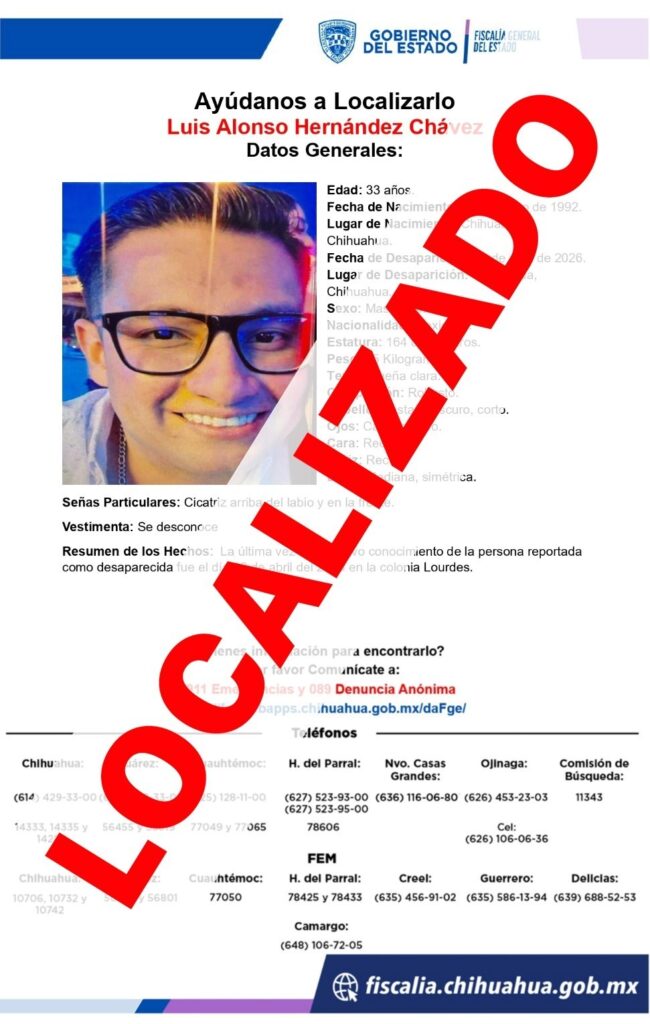 Localiza Fiscalía a tres personas con reporte de ausencia en la ciudad de Chihuahua