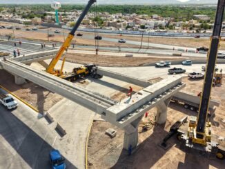 Paso Superior en carretera Aldama y avenida Fuerza Aérea entra en fase clave: Realiza Municipio instalación de últimas trabes