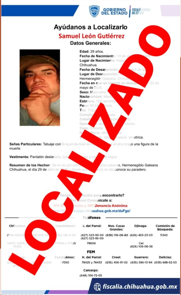 Localiza AEI Noroeste a dos personas ausentes en el municipio de Galeana