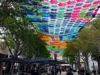 “Cielo Tejido” hace historia con un tapiz monumental de crochet mexicano en las calles de Coral Gabels