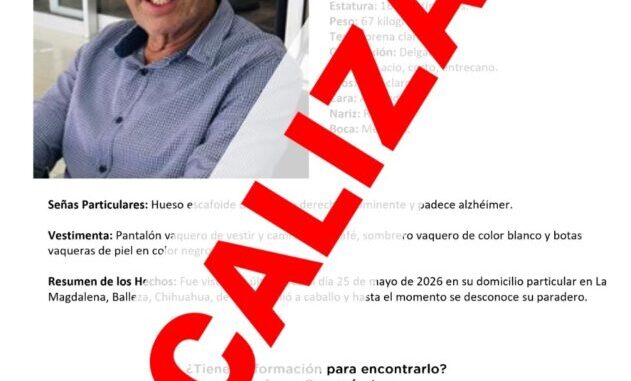 Localiza FDZS a masculino con reporte de ausencia en Balleza