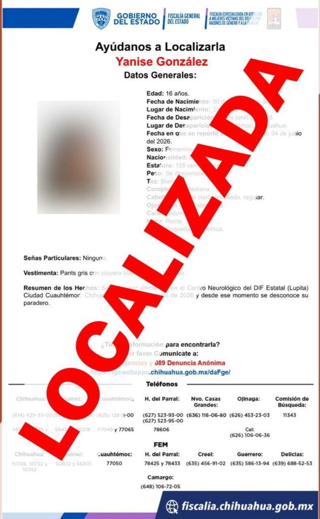 Localiza FEM a los otros dos adolescentes reportados ausentes en Cuauhtémoc