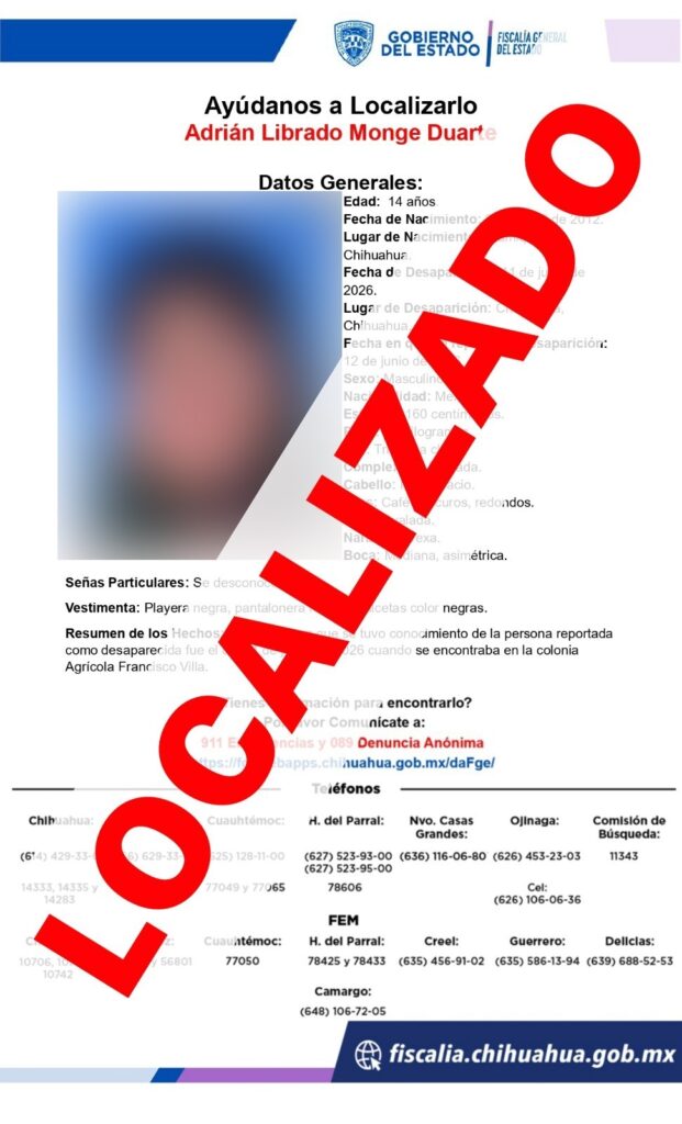 Localiza FDZC a dos adolescentes ausentes en la ciudad de Chihuahua