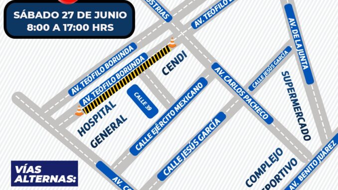 ¡Toma precauciones! Habrá cierre parcial en la lateral de la avenida Teófilo Borunda por reparación de rejilla pluvial