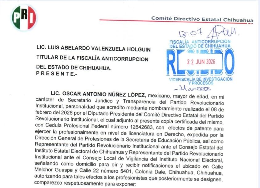 Presenta PRI Chihuahua denuncia por peculado contra alcaldesa de Guadalupe y Calvo