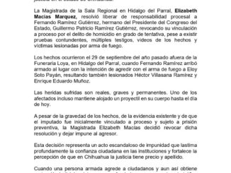 Exigen investigar a magistrada por presunta liberación irregular en caso Fernando Ramírez
