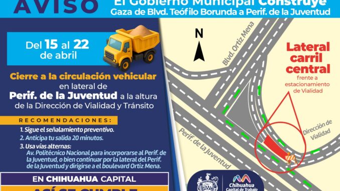 Cerrarán lateral del Juventud a la altura de Vialidad por modernización de tubería de agua potable