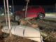 Vuela por la carretera y termina estrellado contra anuncio en la Chihuahua-Aldama