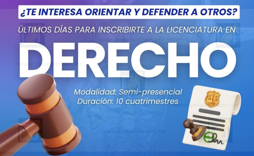 Últimos días para inscribirte a la licenciatura en Derecho en programa Universidad de las Mujeres