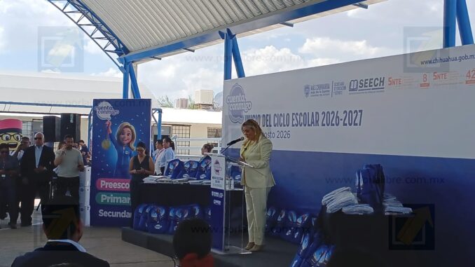 Maru Campos da el banderazo al ciclo escolar 2026-2027 en Chihuahua