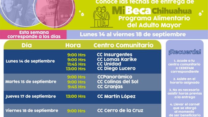 Conoce dónde entregará DIF Municipal el Programa Alimentario del Adulto Mayor esta semana