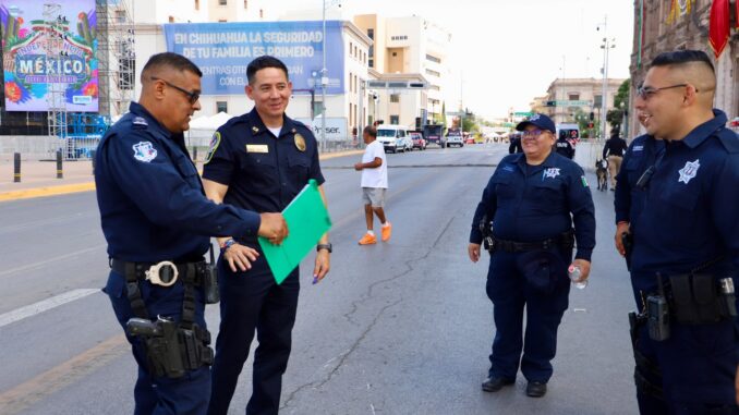 Verifican Policía Municipal y otras corporaciones la seguridad en el Centro por Festejos Patrios