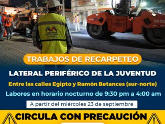 ¡ALERTA VIAL! Realizará Municipio recarpeteo nocturno en lateral del periférico de la Juventud
