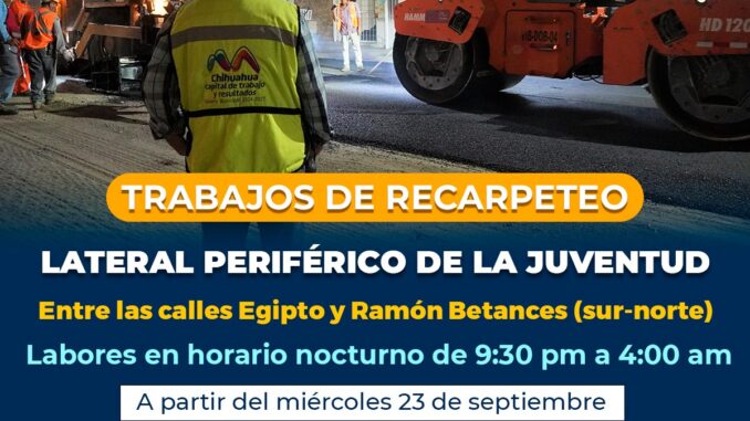 ¡ALERTA VIAL! Realizará Municipio recarpeteo nocturno en lateral del periférico de la Juventud