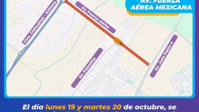 Suspenderán circulación en la avenida Fuerza Aérea por montaje de las primeras trabes del paso superior