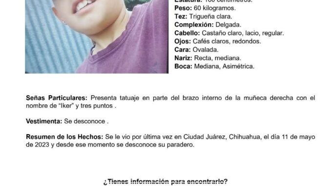 Buscan a Víctor Manuel González Granillo, desaparecido desde 2023