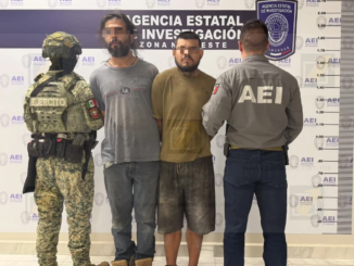 DETIENE AEI NOROESTE A DOS MASCULINOS POR POSESIÓN CARTUCHOS ÚTILES Y DROGA EN GALEANA