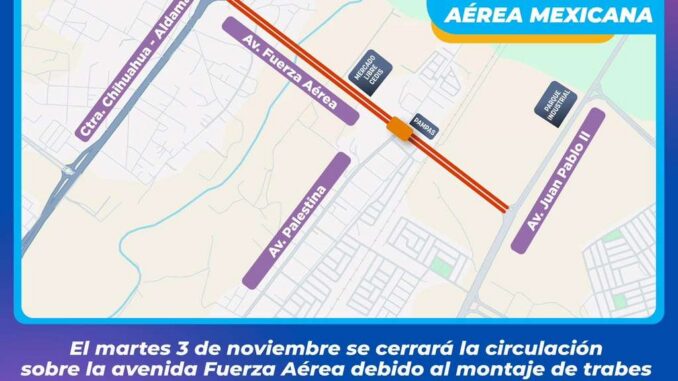 Bloquearán tramo de Fuerza Aérea para instalar trabes
